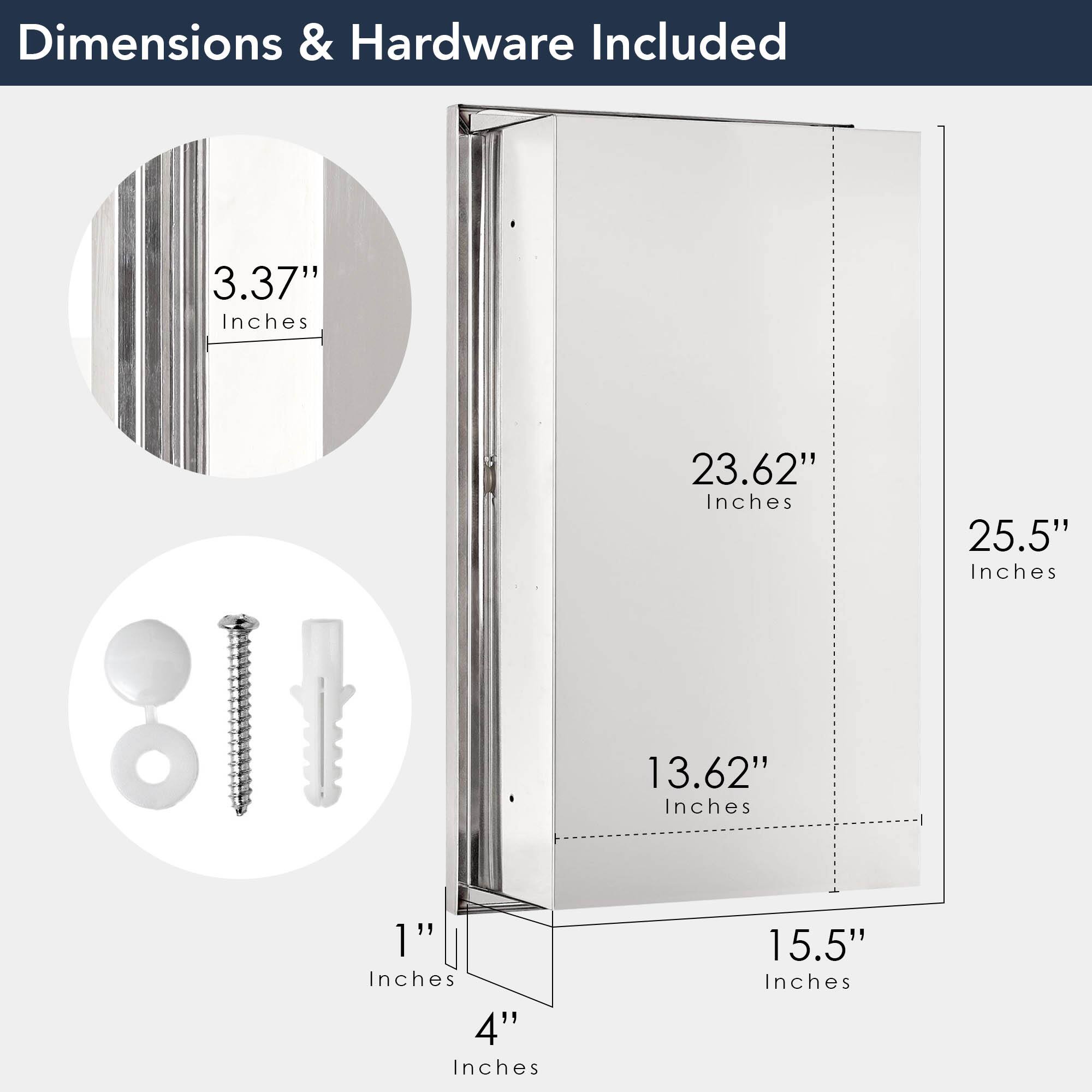Head West Brushed Nickel Stainless Steel Recessed Mirrored Medicine Cabinet